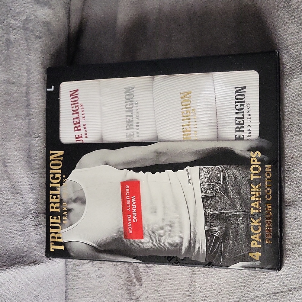 True Religion white Ribbed Mens tank tops